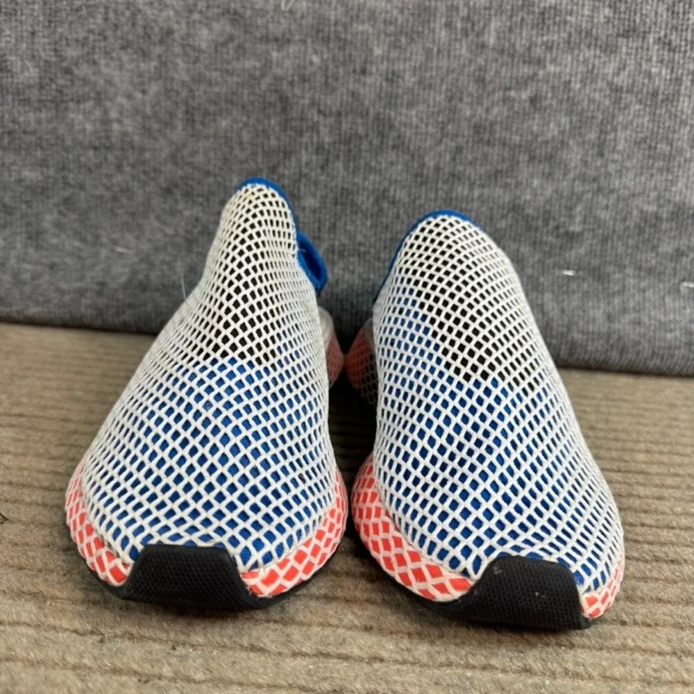 Adidas Deerupt Runner Blue White Solar Red Mesh Slip On Sneakers B41767 Size 11